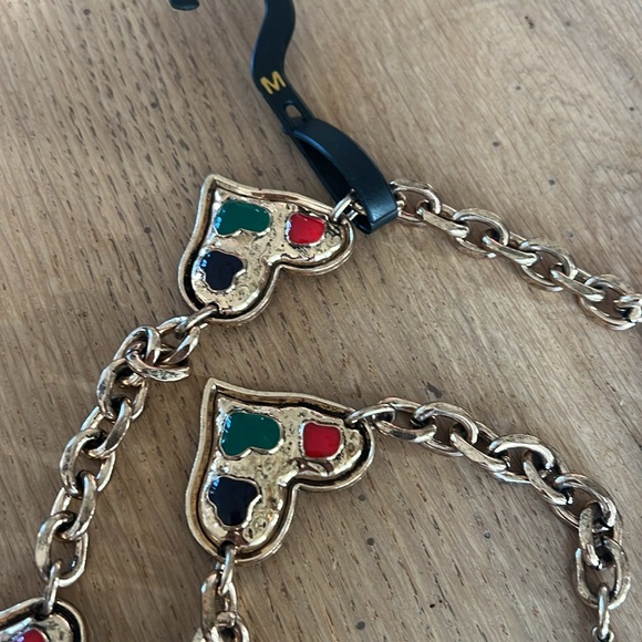 Mango Women Cinturon 650hearts Decorative Chain Belt Gold Toned Size Medium 85 - Picture 3 of 7